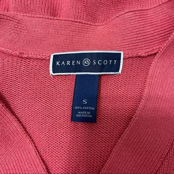 Karen Scott Pink Lace-Up Neck Sweater | Long Sleeve Knit Pullover | Size Small - Picture 4 of 4